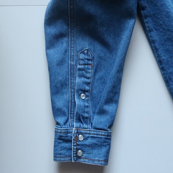 Wilfred Free Denim Western Long Sleeve Shirt XS Blue 100% Cotton Aritzia Casual - Picture 6 of 10